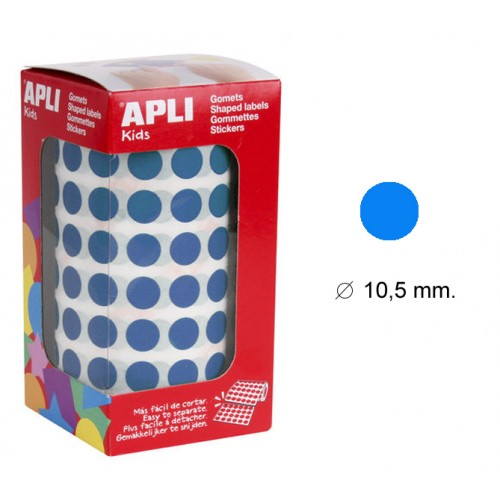 Gomet apli en formato redondo, Ø 10,5 mm. azul, rollo de 5.192 uds.