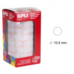 Gomet apli en formato redondo, Ø 10,5 mm. blanco, rollo de 5.192 uds.