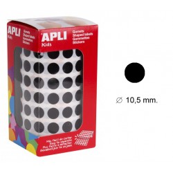 Gomet apli en formato redondo, Ø 10,5 mm. negro, rollo de 5.192 uds.