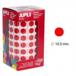 Gomet apli en formato redondo, Ø 10,5 mm. rojo, rollo de 5.192 uds.