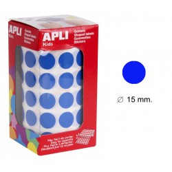 Gomet apli en formato redondo, Ø 15 mm. azul, rollo de 2.832 uds.