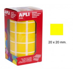 Gomet apli en formato cuadrado, 20x20 mm. amarillo, rollo de 1.770 uds.