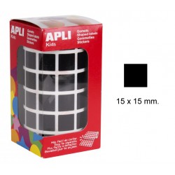 Gomet apli en formato cuadrado, 15x15 mm. negro, rollo de 2.832 uds.