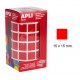 Gomet apli en formato cuadrado de 15x15 mm. en color rojo, rollo de 2.832 uds.