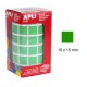 Gomet apli en formato cuadrado de 15x15 mm. en color verde, rollo de 2.832 uds.