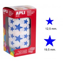 Gomet apli en formato estrella, 12,5 y 19,5 mm. azul, rollo de 2.360 uds.