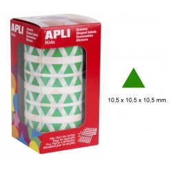 Gomet apli en formato triangular, 10,5x10,5x10,5 mm. verde, rollo de 6.136 uds.