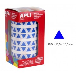 Gomet apli en formato triangular, 10,5x10,5x10,5 mm. azul, rollo de 6.136 uds.