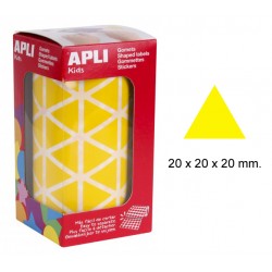 Gomet apli en formato triangular, 20x20x20 mm. amarillo, rollo de 2.832 uds.