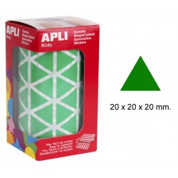 Gomet apli en formato triangular, 20x20x20 mm. verde, rollo de 2.832 uds.