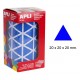 Gomet apli en formato triangular, 20x20x20 mm. azul, rollo de 2.832 uds.