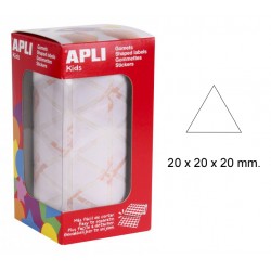 Gomet apli en formato triangular, 20x20x20 mm. blanco, rollo de 2.832 uds.