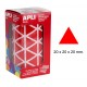 Gomet apli en formato triangular de 20x20x20 mm. en color rojo, rollo de 2.832 uds.