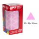 Gomet apli en formato triangular, 20x20x20 mm. rosa, rollo de 2.832 uds.