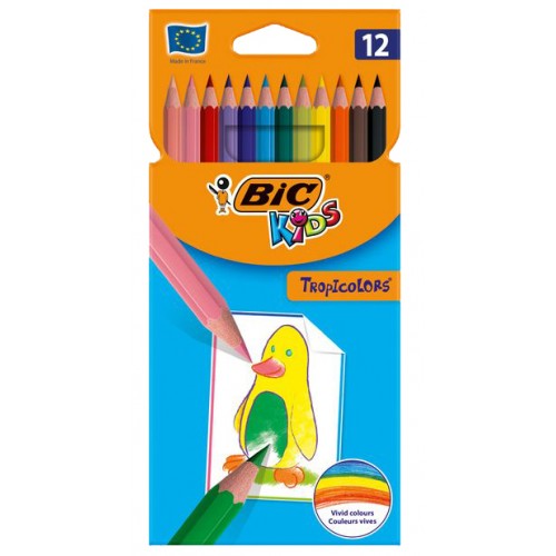 Lápiz de color bic kids tropicolors en colores surtidos, estuche de 12 uds.