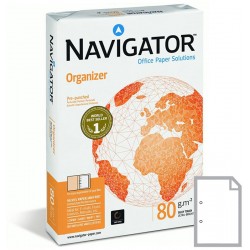 Papel navigator organizer, din a4, 80 grs/m². 2 taladros, paquete de 500 hojas