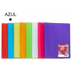 Carpeta con 30 fundas grafoplas poliplás translúcido en formato din a-4 color azul.