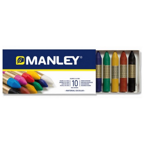 Lápiz de cera blanda manley, colores surtidos, estuche de 10 uds.