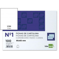 Ficha de cartulina liderpapel nº 1, 95x65 mm. liso, paquete de 100 uds.