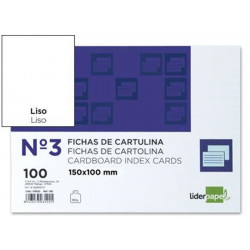 Ficha de cartulina liderpapel nº 3, 150x100 mm. liso, paquete de 100 uds.