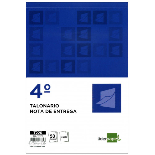 Talonario nota de entrega original y copia liderpapel en formato 4º natural de 144x210 mm.