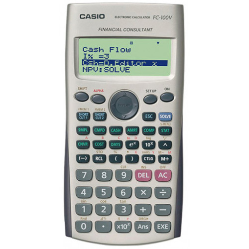 Calculadora financiera casio fc-100v de 10+2 dígitos.