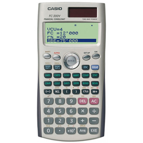 Calculadora financiera casio fc-200v de 10+2 dígitos.