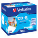 Cd-r verbatim azo 700 mb 52x 80 min superficie wide ink-jet printable, jewel case.