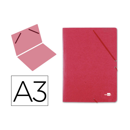 Carpeta de gomas gran formato en cartón compacto gofrado de 1.520 grs/m². liderpapel, din a3, rojo