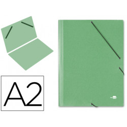 Carpeta de gomas gran formato en cartón compacto gofrado de 1.520 grs/m². liderpapel, din a2, verde