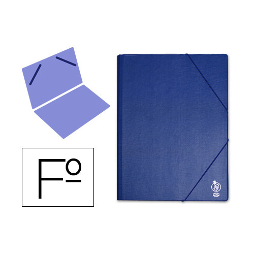 Carpeta de gomas sencilla en cartón forrado de pvc liderpapel en formato folio, color azul.