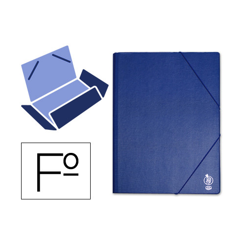 Carpeta de gomas con 3 solapas en cartón forrado de pvc liderpapel folio, azul