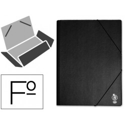 Carpeta de gomas con 3 solapas en carton forrado de pvc liderpapel folio, negro