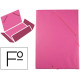 Carpeta de gomas con 3 solapas en cartón forrado de pvc liderpapel folio, fucsia