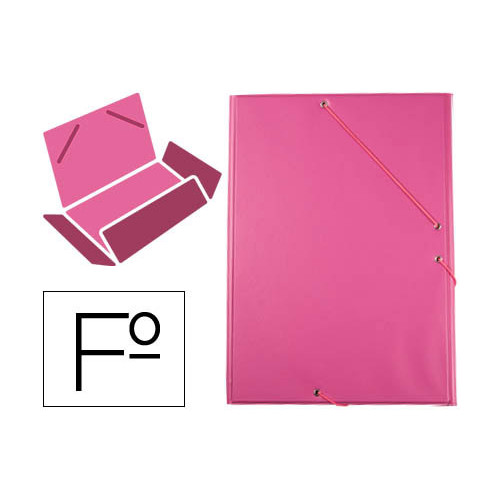 Carpeta de gomas con 3 solapas en cartón forrado de pvc liderpapel folio, fucsia