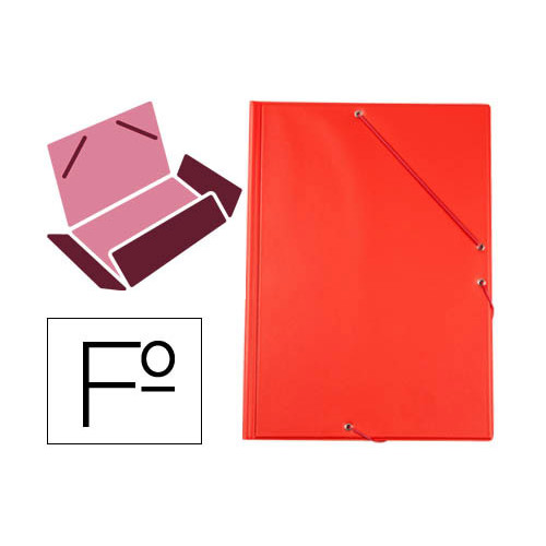 Carpeta de gomas con 3 solapas en cartón forrado de pvc liderpapel folio, rojo