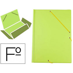 Carpeta de gomas con 3 solapas en cartón forrado de pvc liderpapel folio, verde pistacho