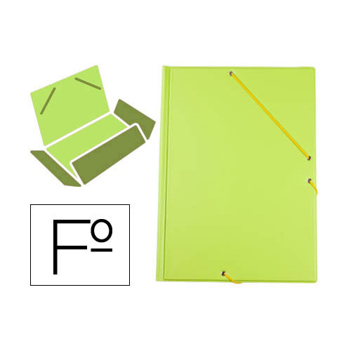 Carpeta de gomas con 3 solapas en cartón forrado de pvc liderpapel folio, verde pistacho