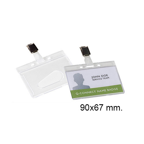 Identificador personal de seguridad en pvc con pinza metálica q-connect, 90x67 mm.