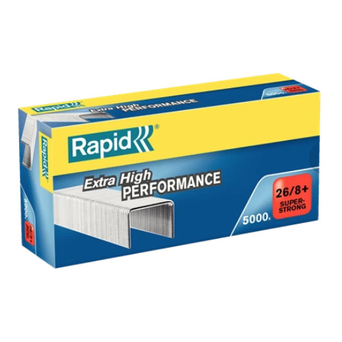 Grapas rapid 26 super strong galvanizadas 26/8+, caja de 5.000 uds.