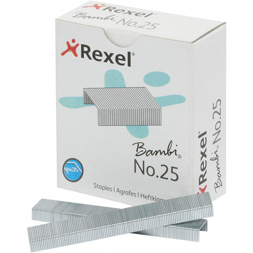 Grapas rexel nº 25 galvanizadas, caja de 1.000 uds.