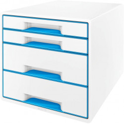 Módulo leitz wow cube, 363x287x270 mm. 4 cajones (2 grandes y 2 pequeños), azul/blanco