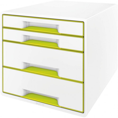 Módulo leitz wow cube, 363x287x270 mm. 4 cajones (2 grandes y 2 pequeños), verde/blanco