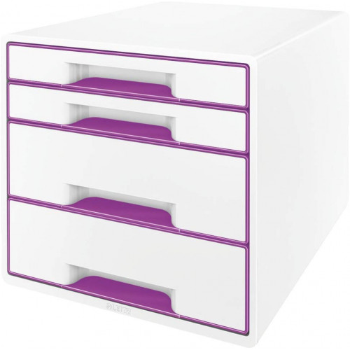 Módulo leitz wow cube, 363x287x270 mm. 4 cajones (2 grandes y 2 pequeños), violeta/blanco