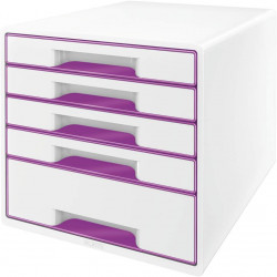 Módulo leitz wow cube, 363x287x270 mm. 5 cajones (1 grande y 4 pequeños), violeta/blanco