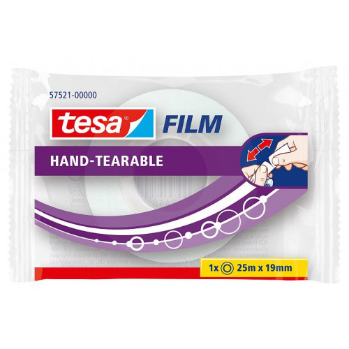 Cinta adhesiva transparente tesa film hand-tearable ( sin tijeras ) de 19 mm. x 25 mts.