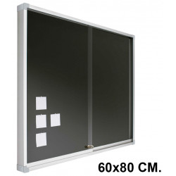 Vitrina de anuncios con fondo de corcho tapizado y marco de aluminio planning sisplamo, 60x80 cm.