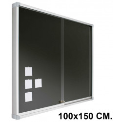 Vitrina de anuncios con fondo de corcho tapizado y marco de aluminio planning sisplamo, 100x150 cm.