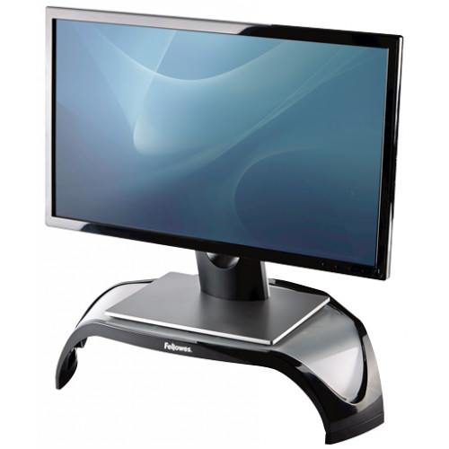 Soporte para monitor fellowes smart suites en color negro/blanco escarcha.