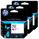 Cartucho ink-jet hewlett packard designJet T 120/520/520 24 inch, 711 cyan, pack de 3 unidades.